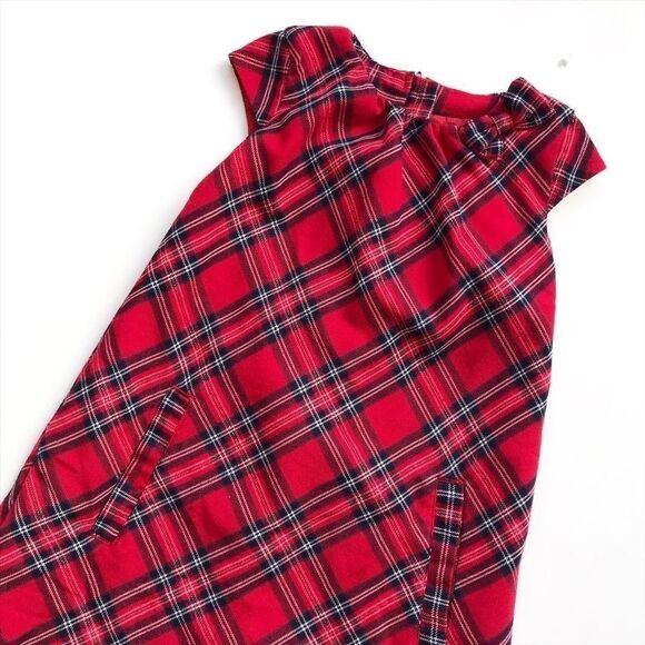 H&M red/navy plaid dress jumper EUC 4-5Y - Picture 2 of 2